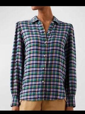 Rails plaid shirt , puffy shoulder detail